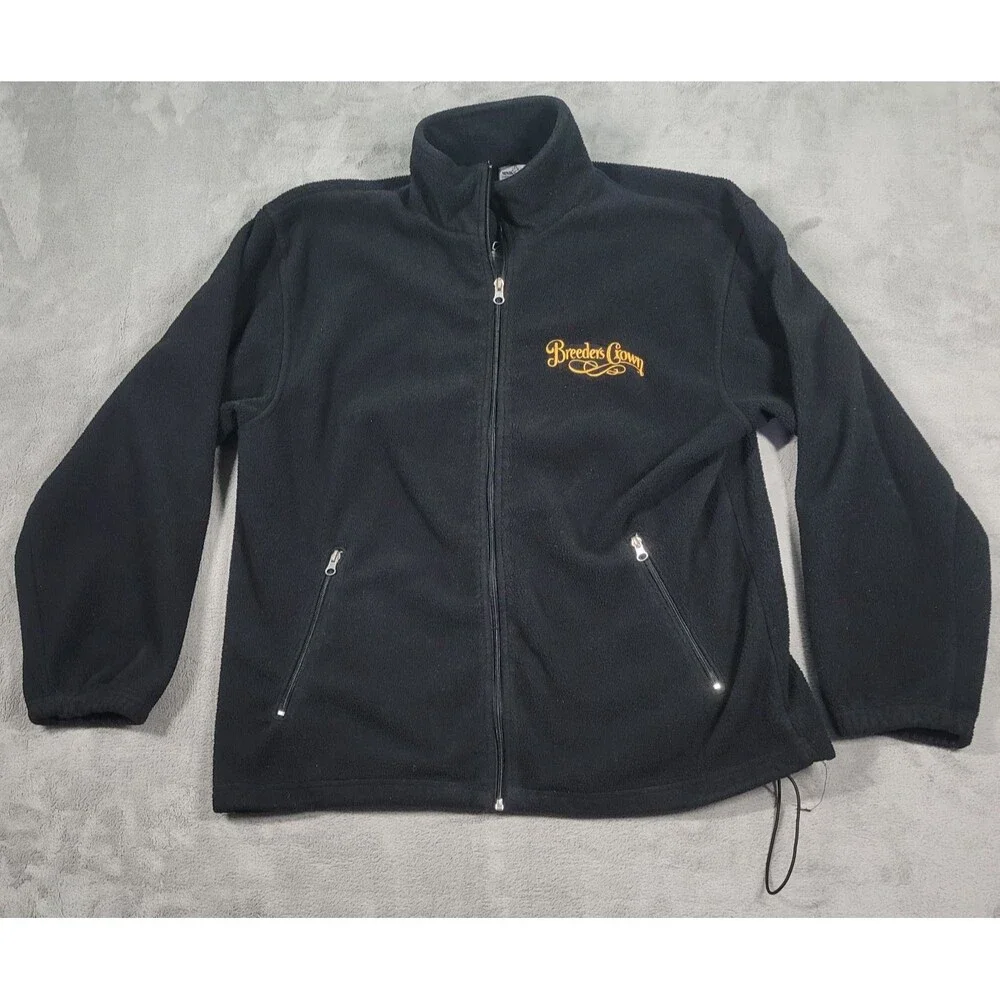 Breeders Crown Fleece Jacket Unisex Black Small Full Zip Harness Racing